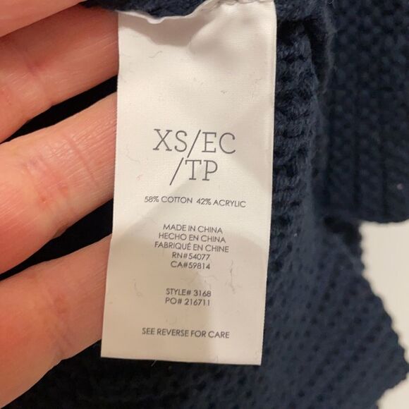 CAbi 3168 Navy Cable Knit Cowl Neck Sweater - Picture 6 of 8